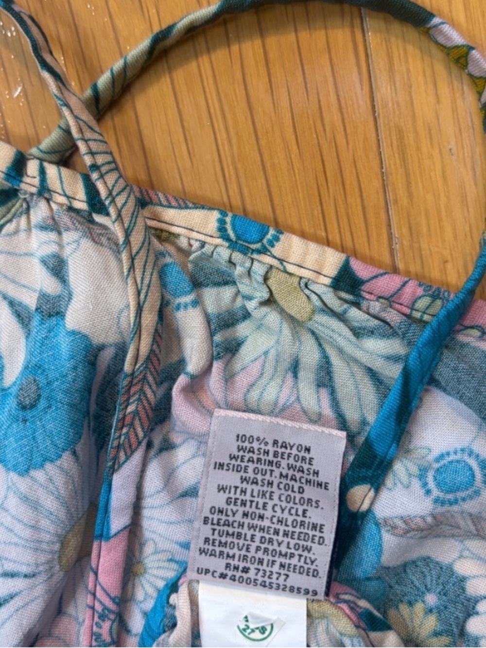 SO Halter Neck Swing Floral Mini Dress in Teal, Pink & White. - Picture 6 of 7